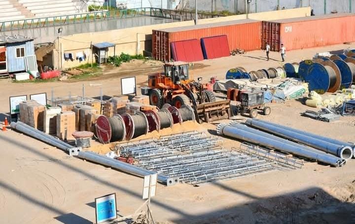 تقدم ملحوظ في أعمال إنشاء استاد النادي المصري الجديد ببورسعيد