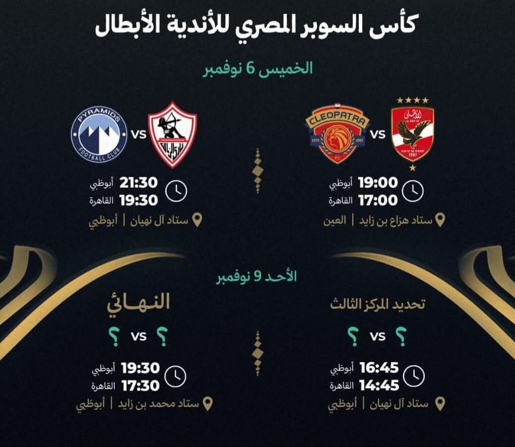 جريدة إرادة شعب | رياضة | أربعة فى مهمة كروية …. من أجل السوبر المحلية …. على أرض زايد الإماراتية