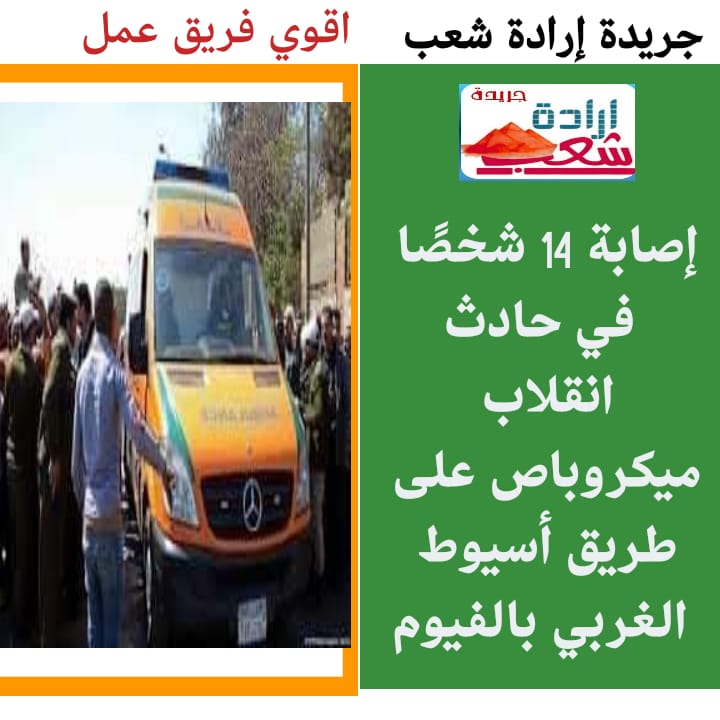 إصابة 14 شخصًا في حادث انقلاب ميكروباص على طريق أسيوط الغربي بالفيوم