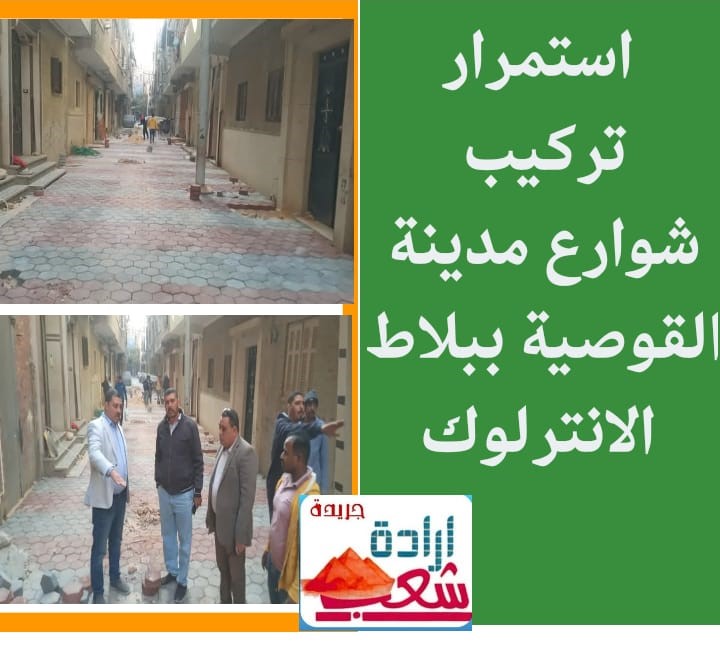 استمرار تركيب شوارع مدينة القوصية ببلاط الانترلوك