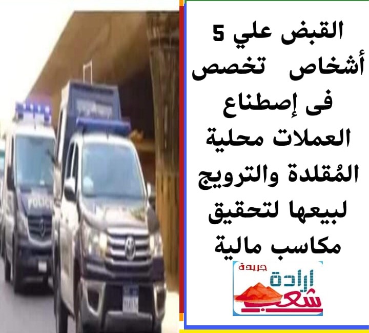 القبض علي 5 أشخاص تخصص فى إصطناع العملات محلية المُقلدة والترويج لبيعها لتحقيق مكاسب مالية