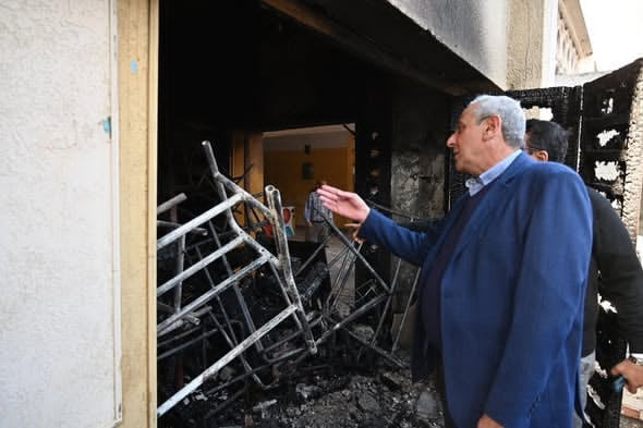 حريق مسرح مدرسة طنطا الزراعية ومحافظ الغربية ومدير الأمن يتابعان الموقف