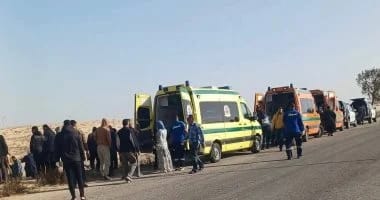 إصابة 4 أشخاص إثر حادث تصادم 3 سيارات فى الهرم